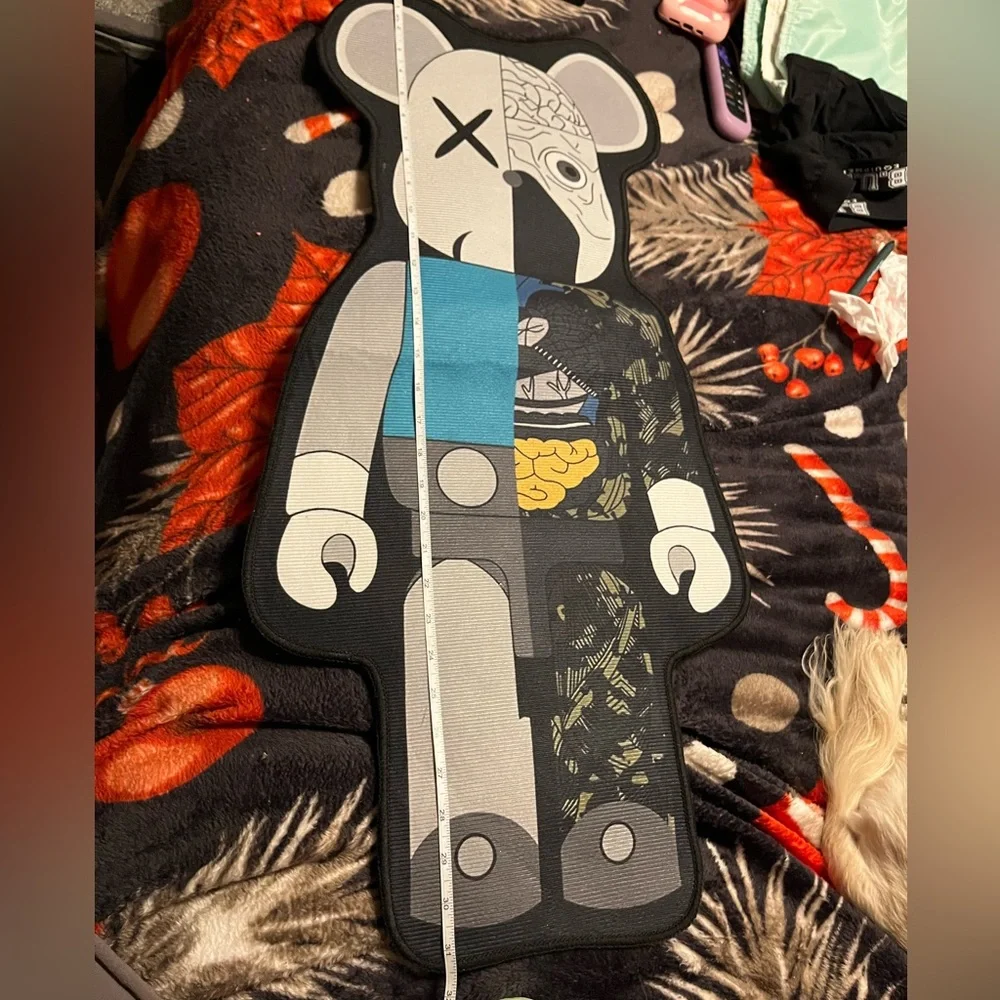 BearBrick NWOT Custom Rug Black/ Silvert